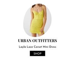 Yellow lace corset mini dress.