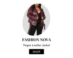 Maroon vegan leather biker jacket.