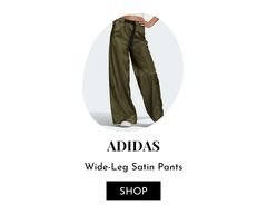 Womens Army Green Wide Leg Satin Pants.