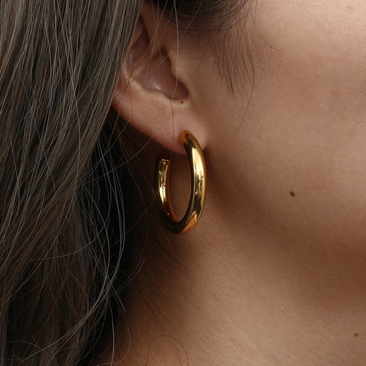 Large Gold Bamboo Hoops – Pineal Vision Jewelry