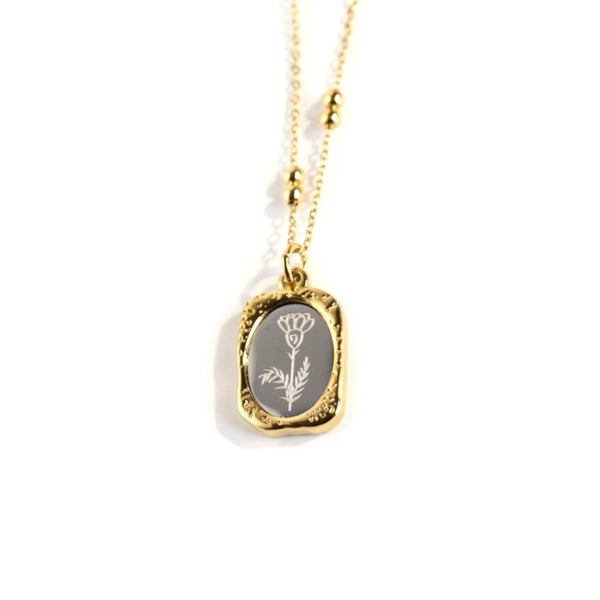 Mirrored Birth Flower Gold Necklace – Pineal Vision Jewelry