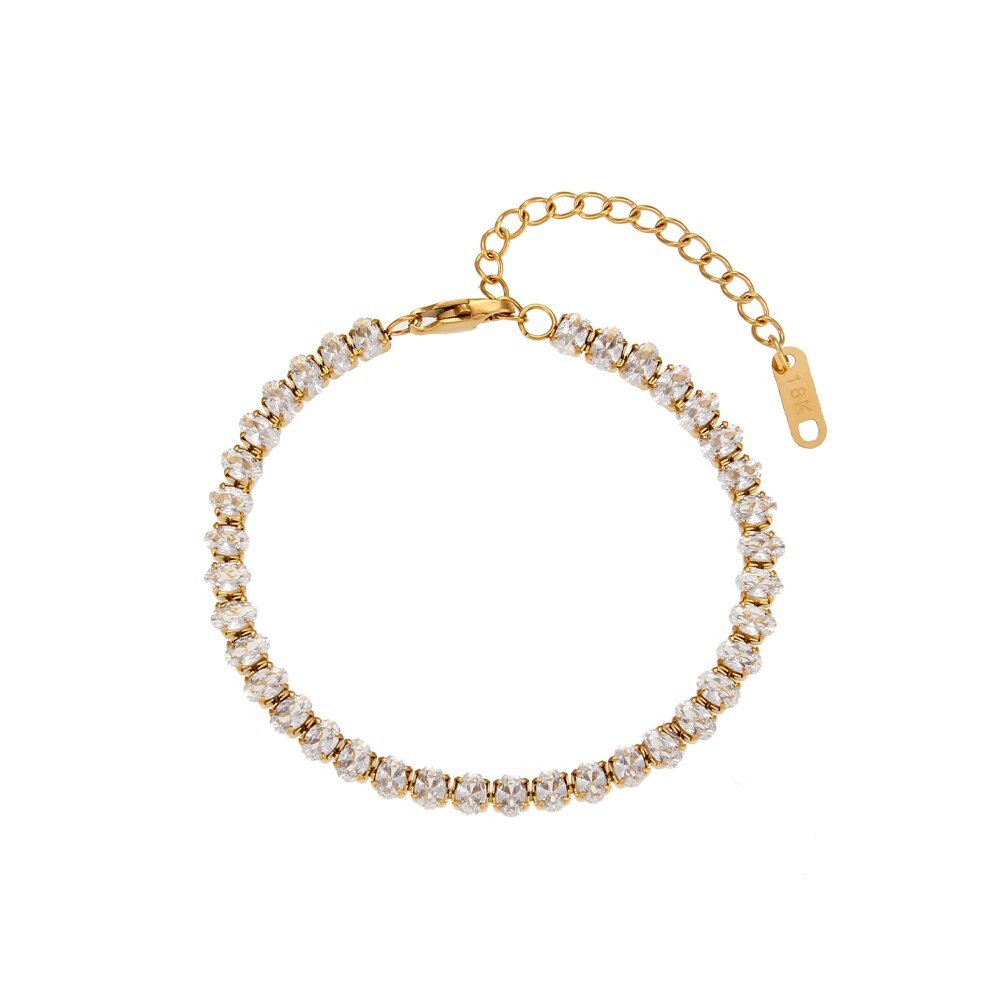 Oval CZ Gold Tennis Bracelet – Pineal Vision Jewelry