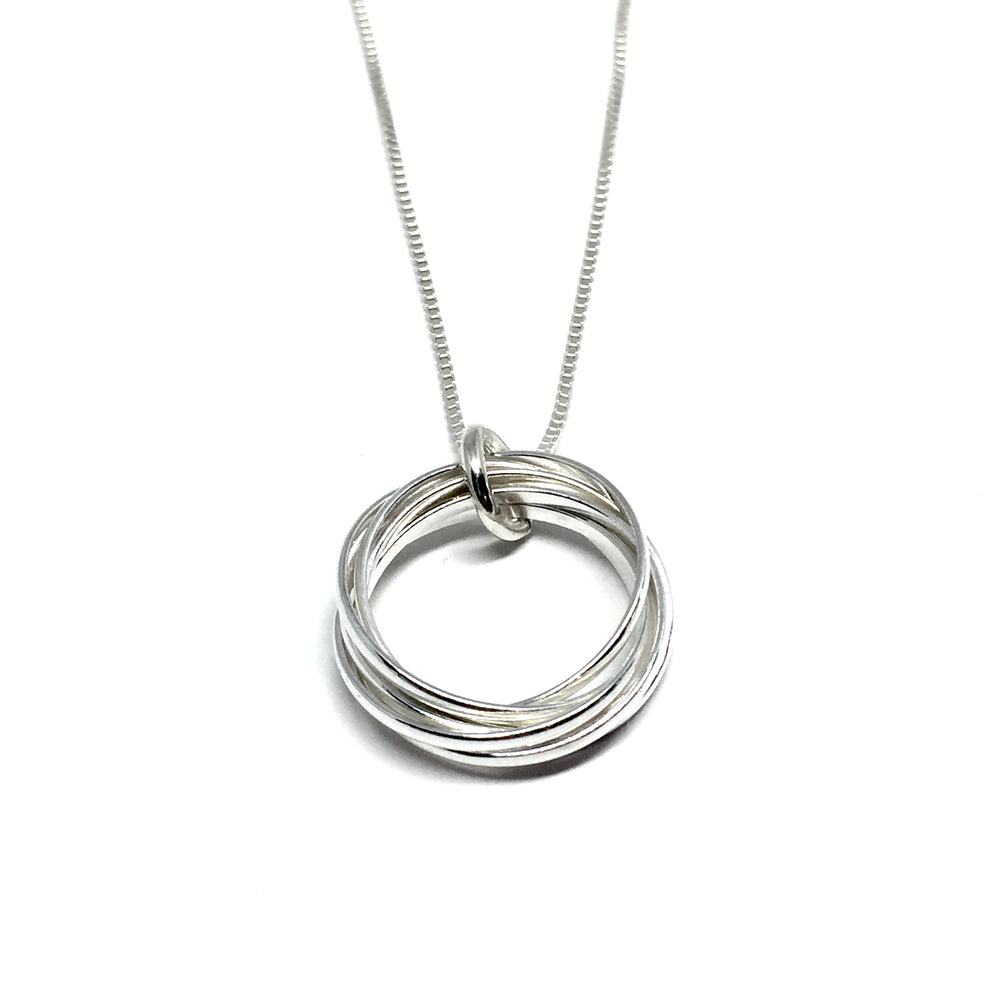 70th Birthday Sterling Silver Seven Ring Necklace - Contagious Designs