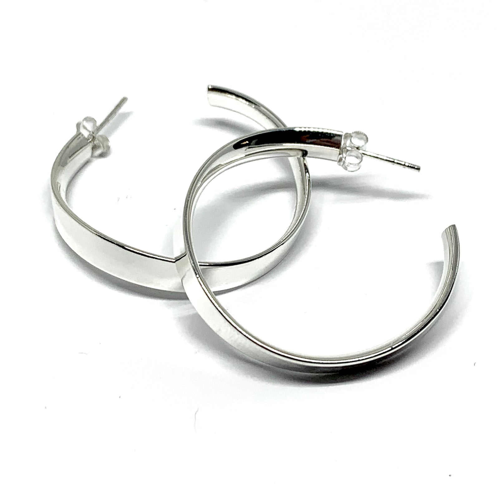 35MM x 5MM LIGHTWEIGHT STERLING SILVER HOOPS - Contagious Designs