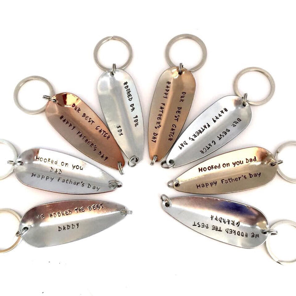 Hand Stamped Fishing Lure Keychain 