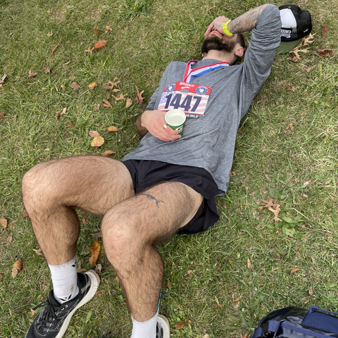 Reid after his 50 miles ultramarathon