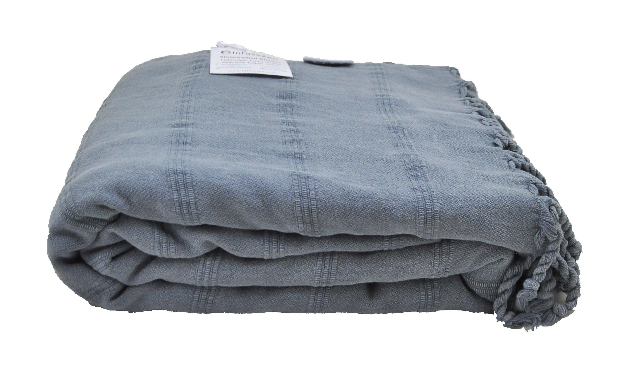 Large Denim Blue Grey Stonewashed Thin Turkish Throw Blanket Infusezen