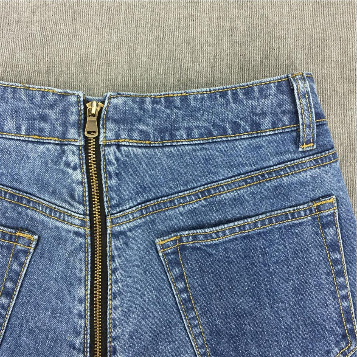 jean shorts with zipper in back