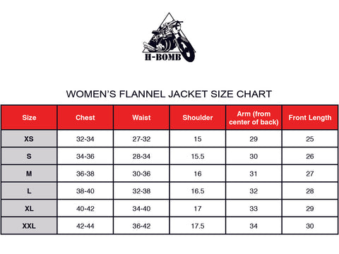 Motorcycle Jacket Size Chart