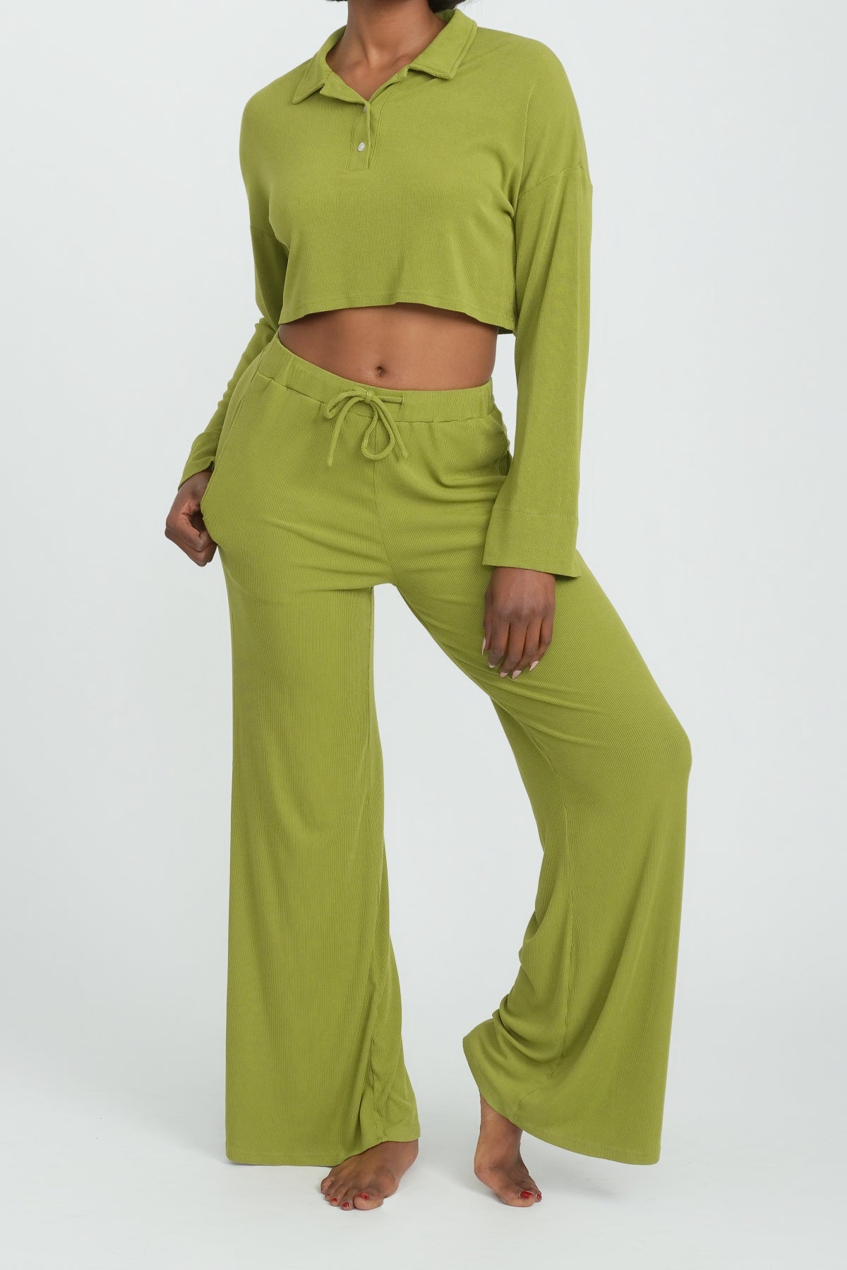 Rory Wide Leg Pant - Moss