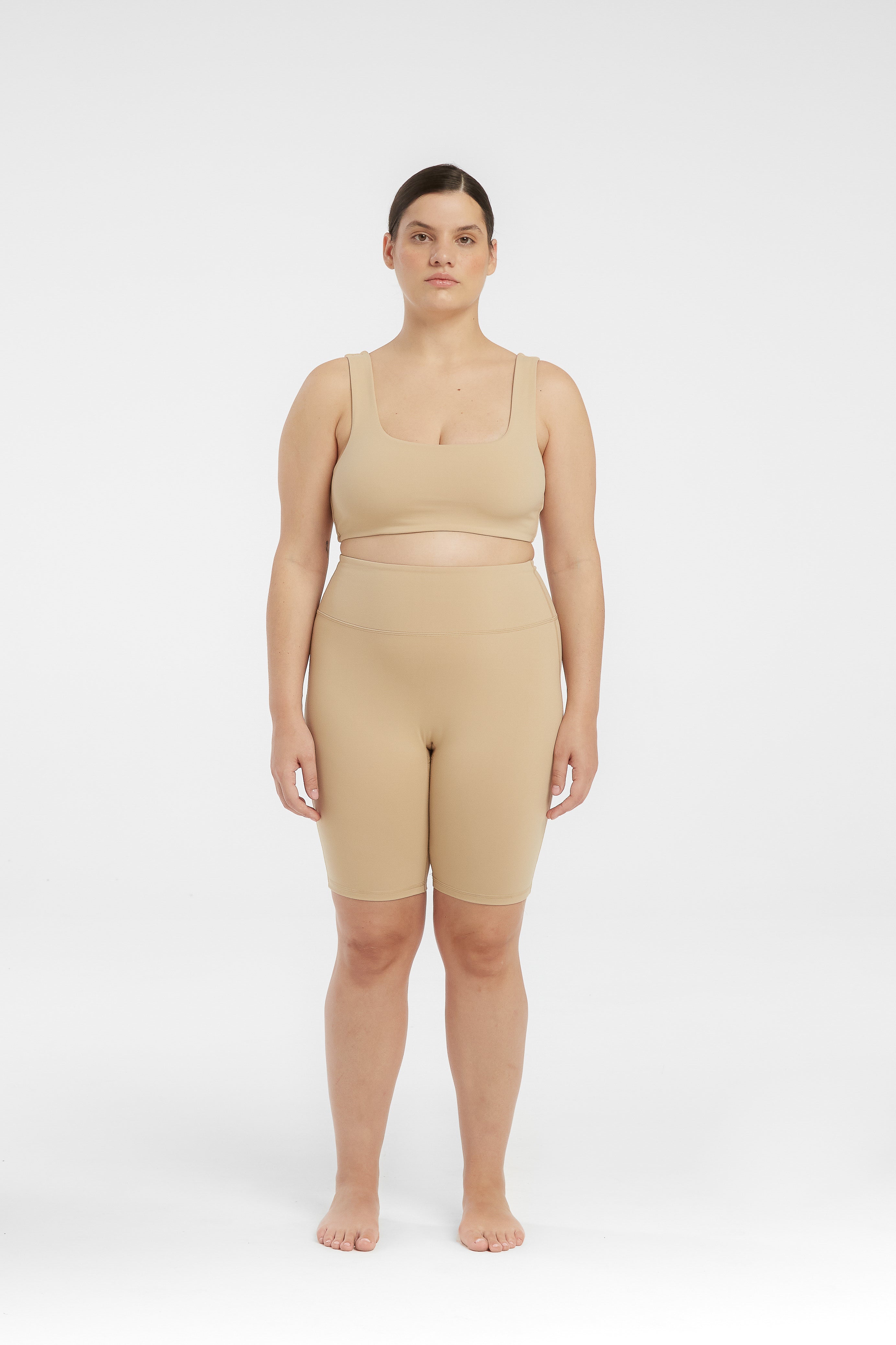 Sculpt Stretch High Rise Bike Shorts - Wheat