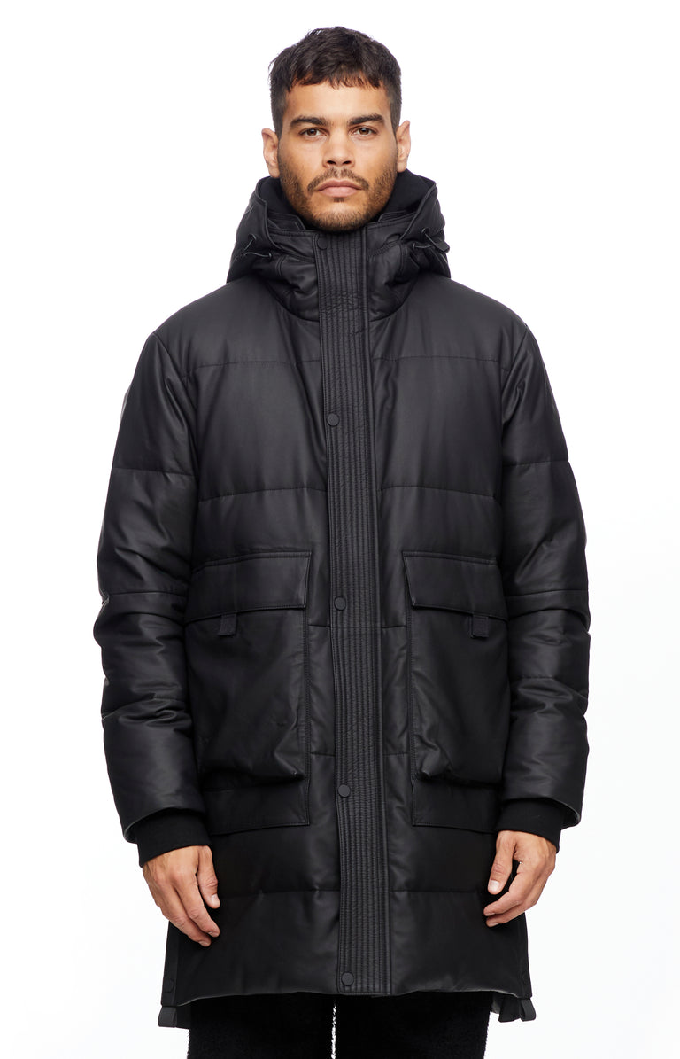 Black Leather Puffer Jacket – MNDATORY