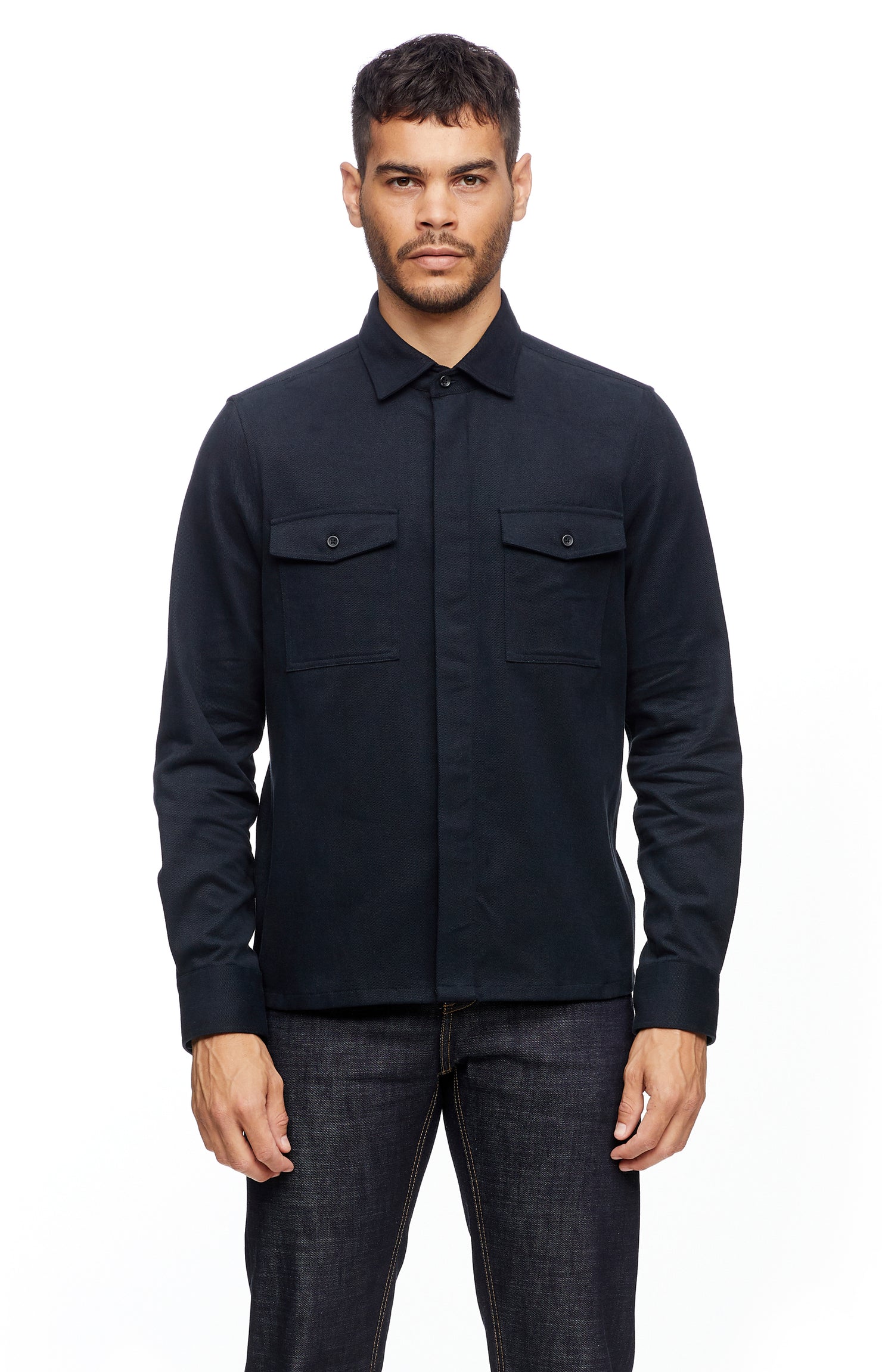 Navy Cotton Shacket – MNDATORY