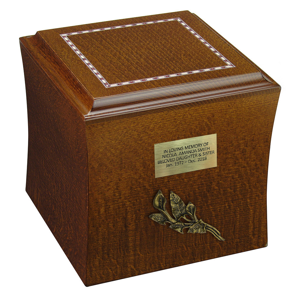 WOODEN CREMATION URN FOR HUMAN ASHES OR PET