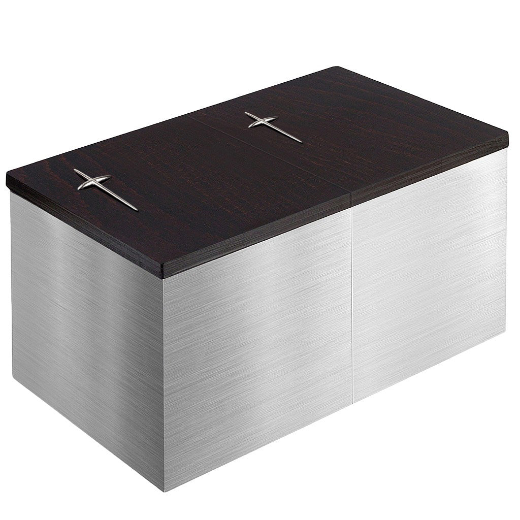 Beautiful Stainless-steel ashes double casket, solid funeral urn for two 