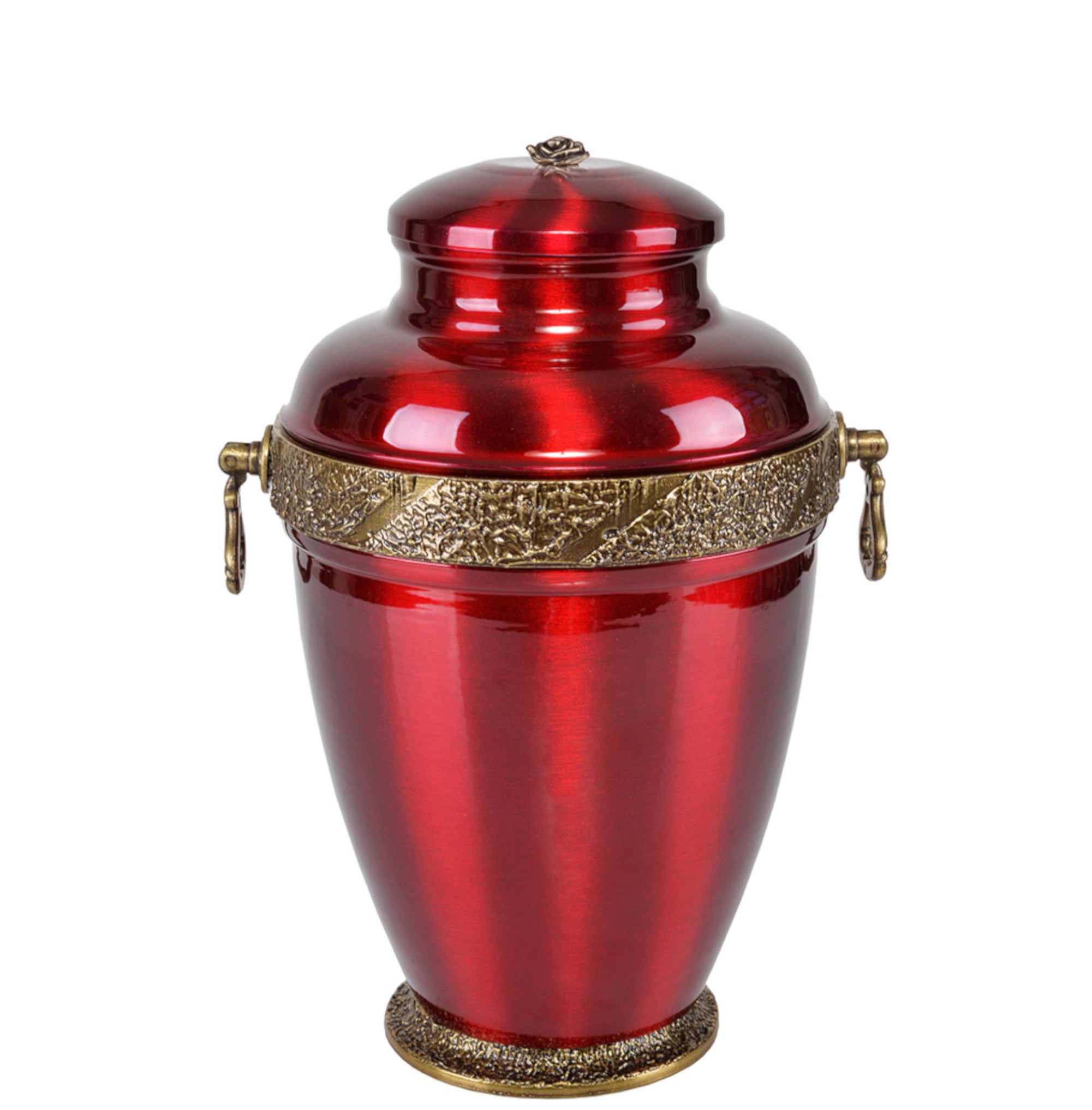 RED METAL CREMATION ADULT ASHES URN 