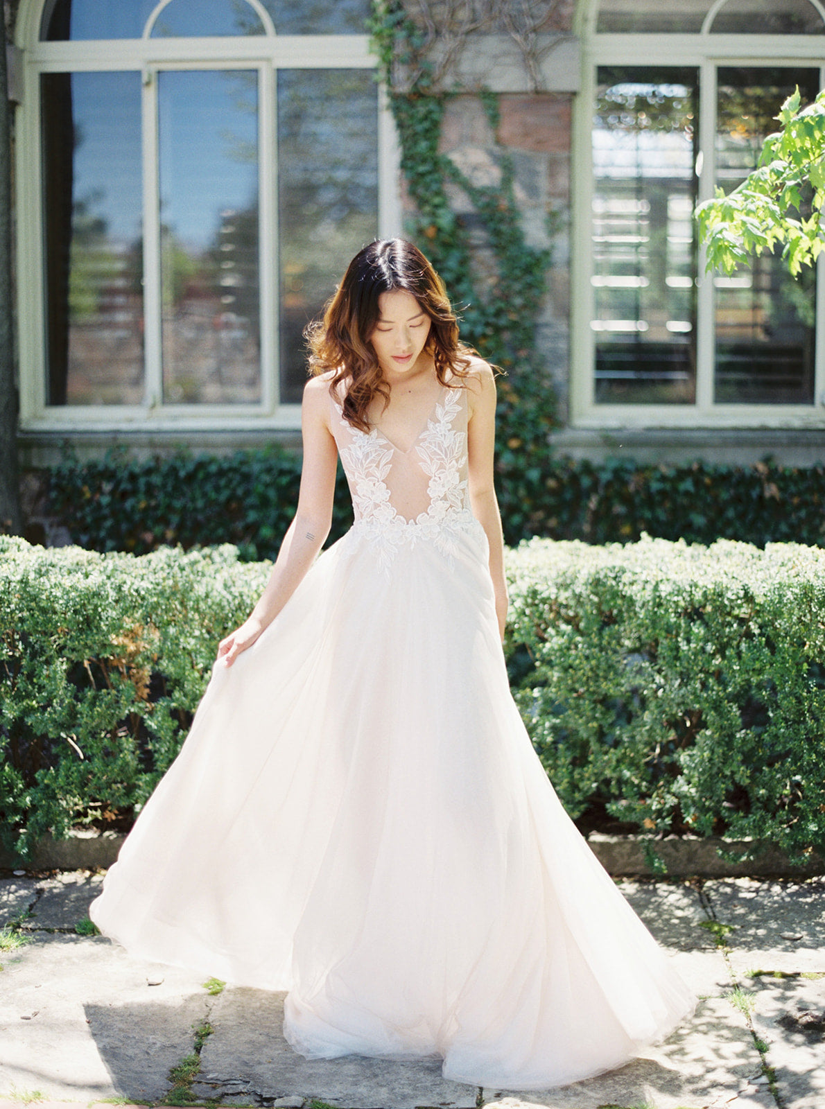 AMY | Floral Wedding Dress with Soft Tulle Skirt | Noon on the Moon
