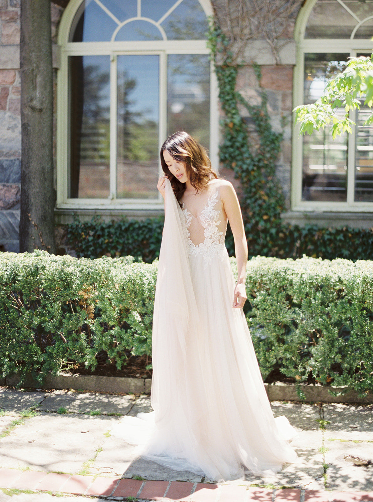 AMY | Floral Wedding Dress with Soft Tulle Skirt | Noon on the Moon
