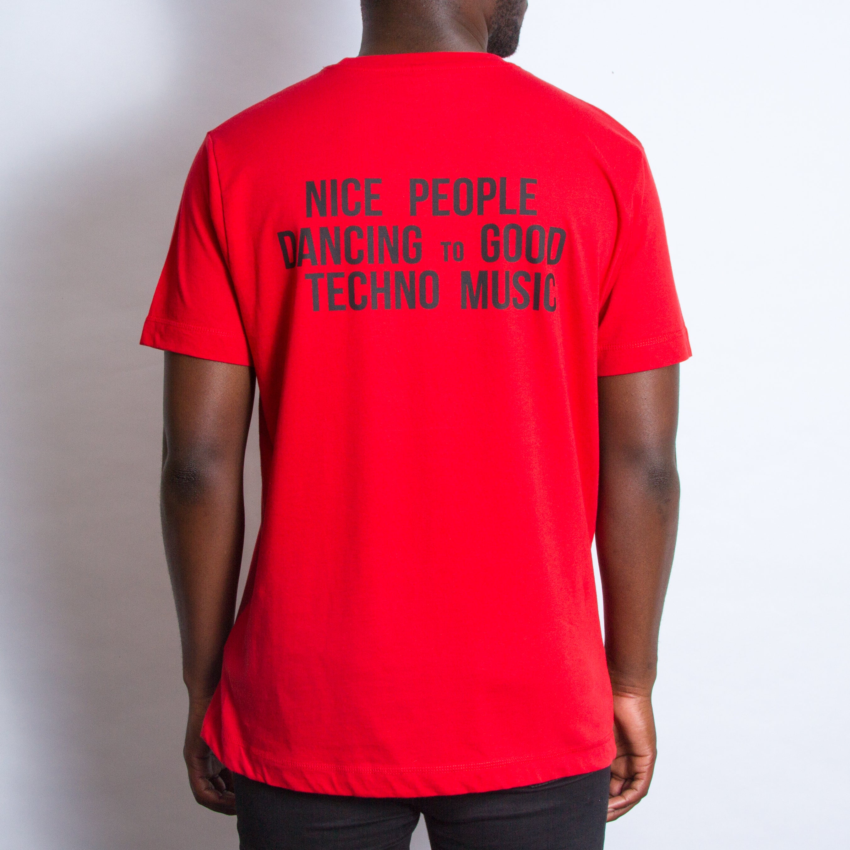 Peoples Techno Back Print Tshirt Red Wasted Heroes