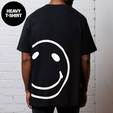Side Smiley Back - Heavy Tshirt - Black
