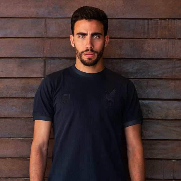 Football Town Model, Wearing Back in Black Soccer Tshirt
