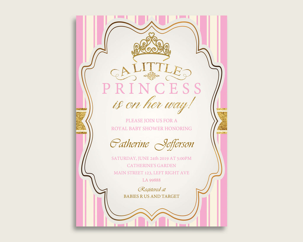 princess theme baby shower invitations