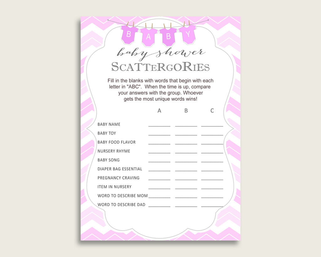 Scattergories Baby Shower Chevron Theme