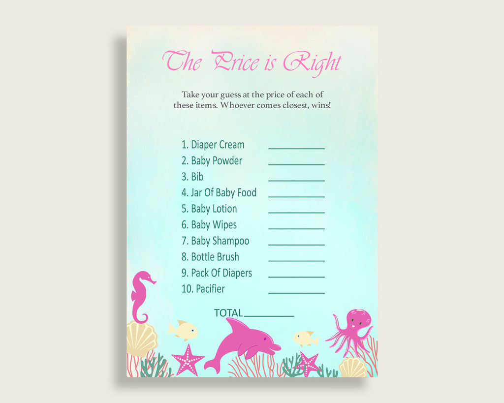 Pink Green The Price Is Right Game Under The Sea Baby Shower Girl Act Studio 118