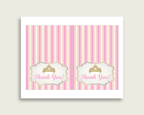 Pink Gold Thank You Cards Printable Royal Princess Baby Shower