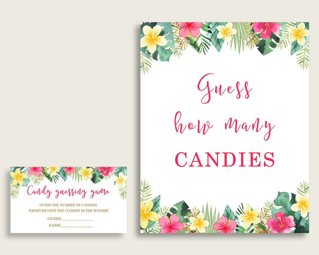 Pink Green Candy Guessing Game Hawaiian Baby Shower Girl Sign And Car Studio 118