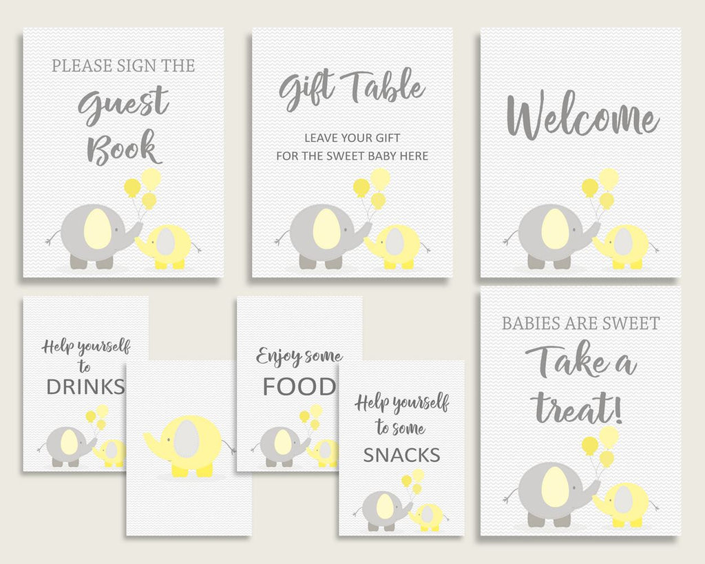 Table Signs Baby Shower Table Signs Yellow Baby Shower Table Signs