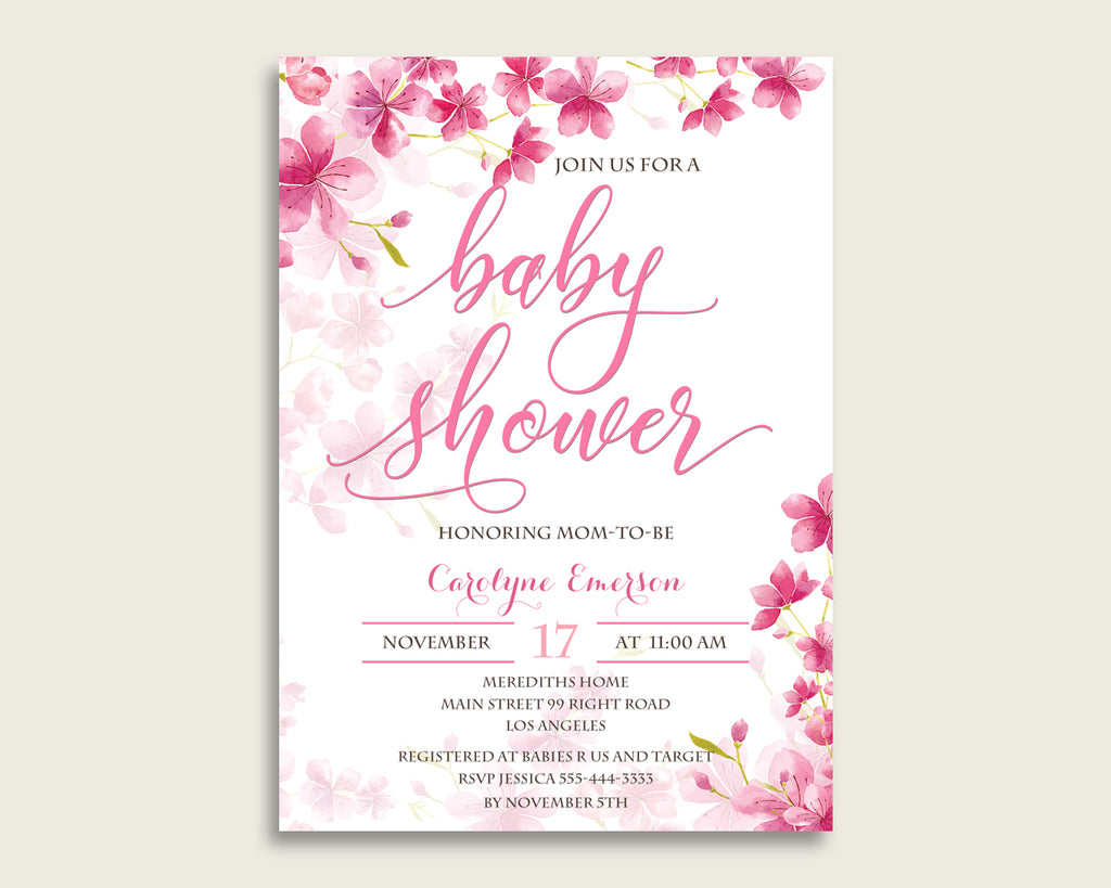 Cherry Blossom Baby Shower Invitations Printable Digital Or Printed I Studio 118