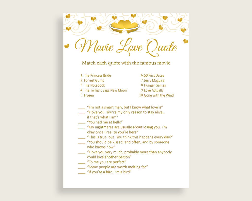 Movie Love Quotes Bridal Shower Movie Love Quotes Gold Hearts Bridal S Studio 118