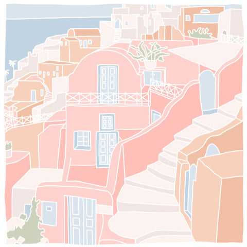 digital illustration santorini greece