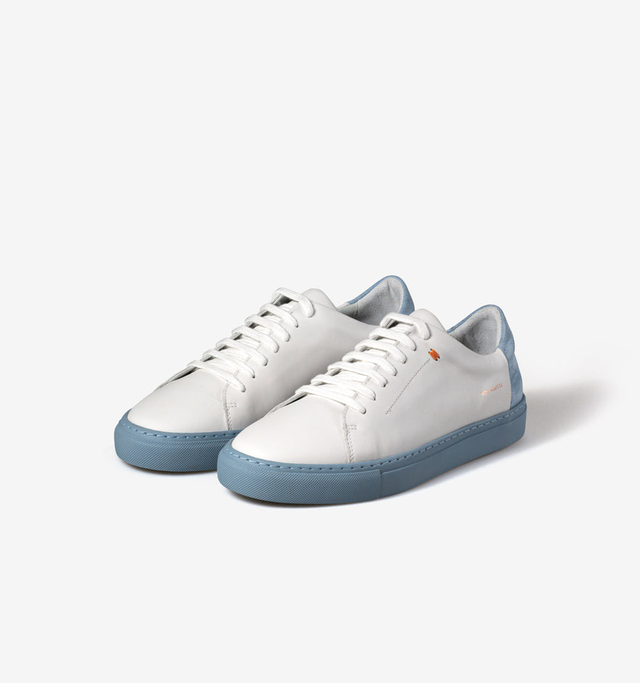 Von-Röutte Low Top White Leather Sneakers Shoes Women's - Lyon White Blue /  Designer sneakers