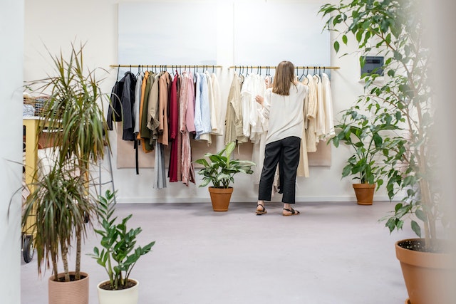 Person looking at clothes at a store