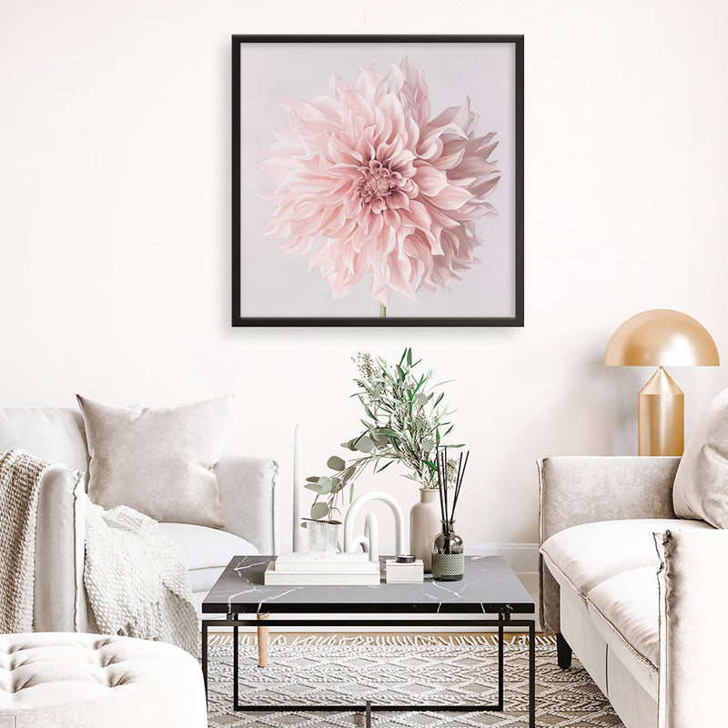 Buy Pastel Pink Dahlia Flower Square Art Print | The Print Emporium®