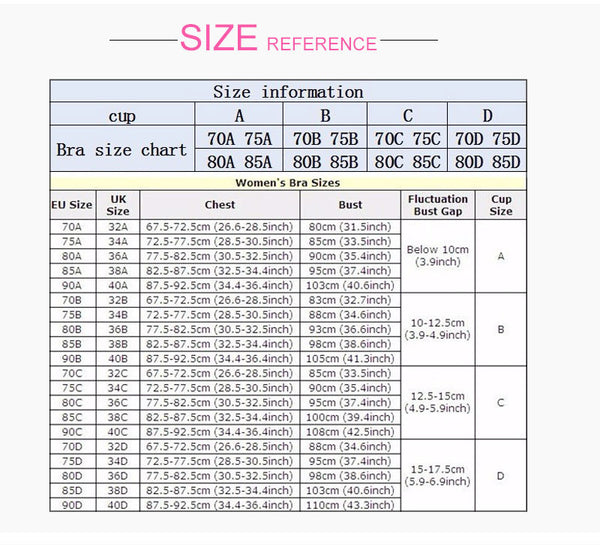 Bra Size Reference Chart