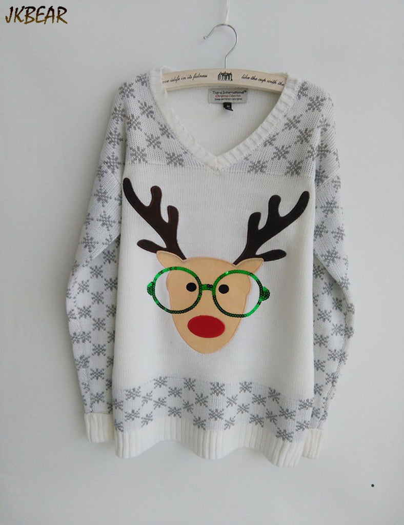 New Arriving Rudolph The Red Nose Reindeer Wearing Glasses Ugly Christmas Sweaters For Women S Xl