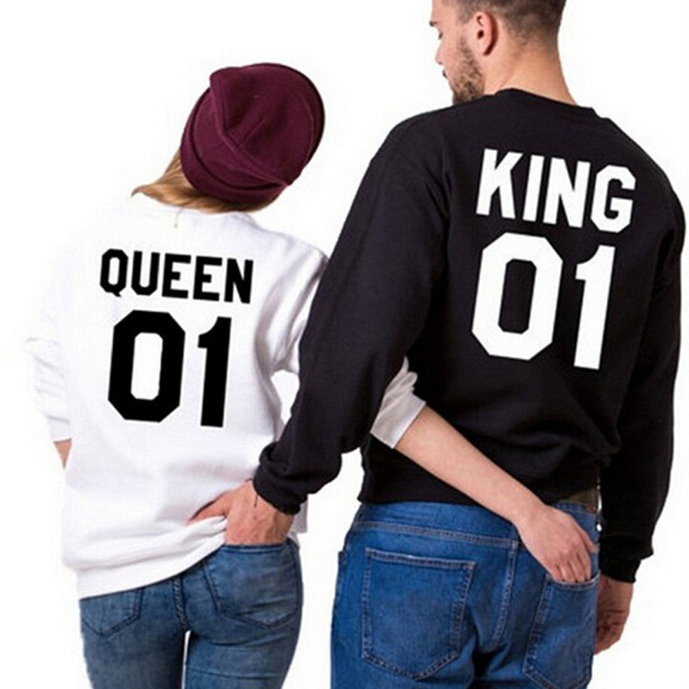 Valentine T Shirt King Queen 01 Funny Letter Number Printed Couples