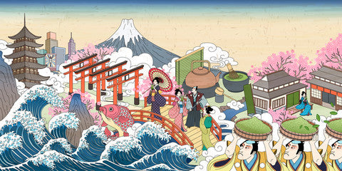 cartoon image of tea in japan