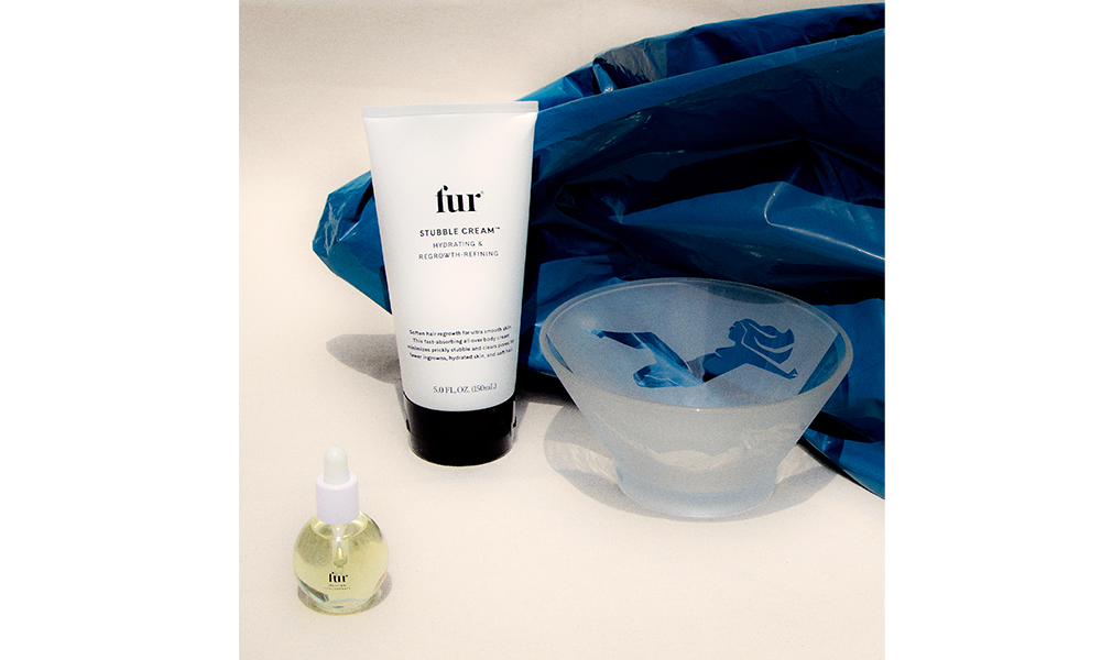 Fur's Stubble Bundle alongside a glass dish from Abigail Bell Vintage