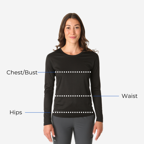 Women's Underscrub How to Measure Diagram