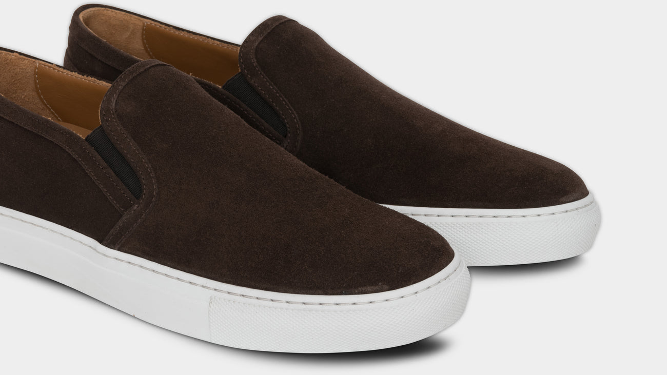 Scarpe Slip On da uomo in pelle camoscio marrone | Velasca