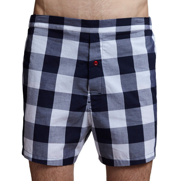 Men’s Designer Underwear | Slim-Fit Boxers Navy Buffalo Plaid | Pengallan