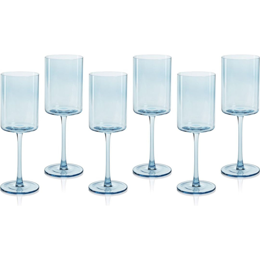 Sesto Optic Swirl White Wine Glasses, Set of 4 (Set of 4) Color: Blue