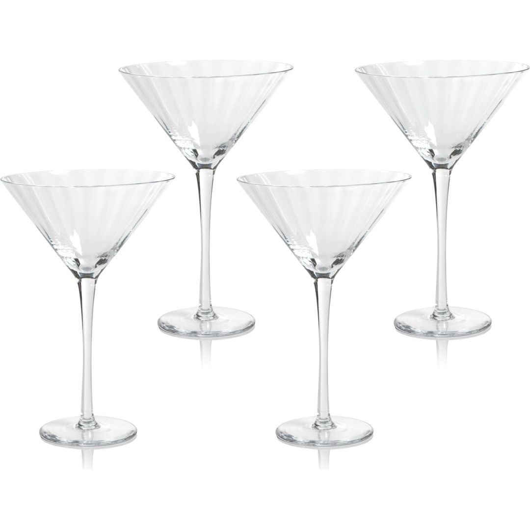 Aqua Blue Pescara White Dot Martini Glasses, Set of 4 by Zodax