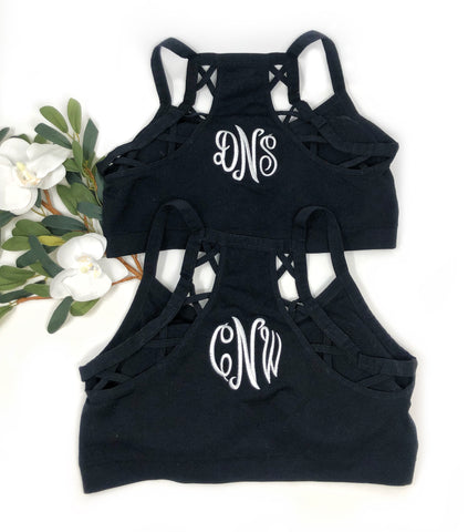 monogrammed sports bra