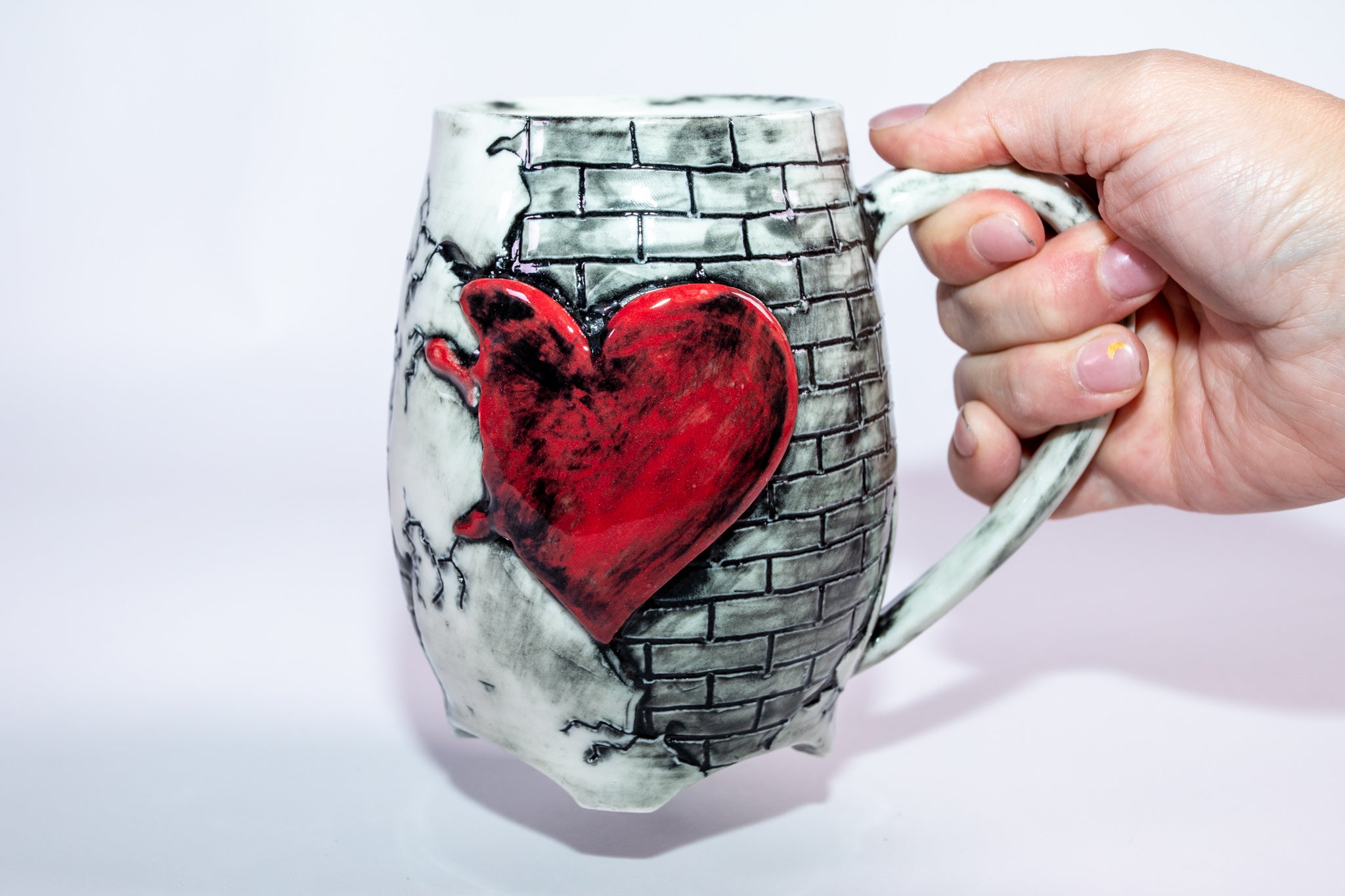 Red Heart Brick mug - Fractured series