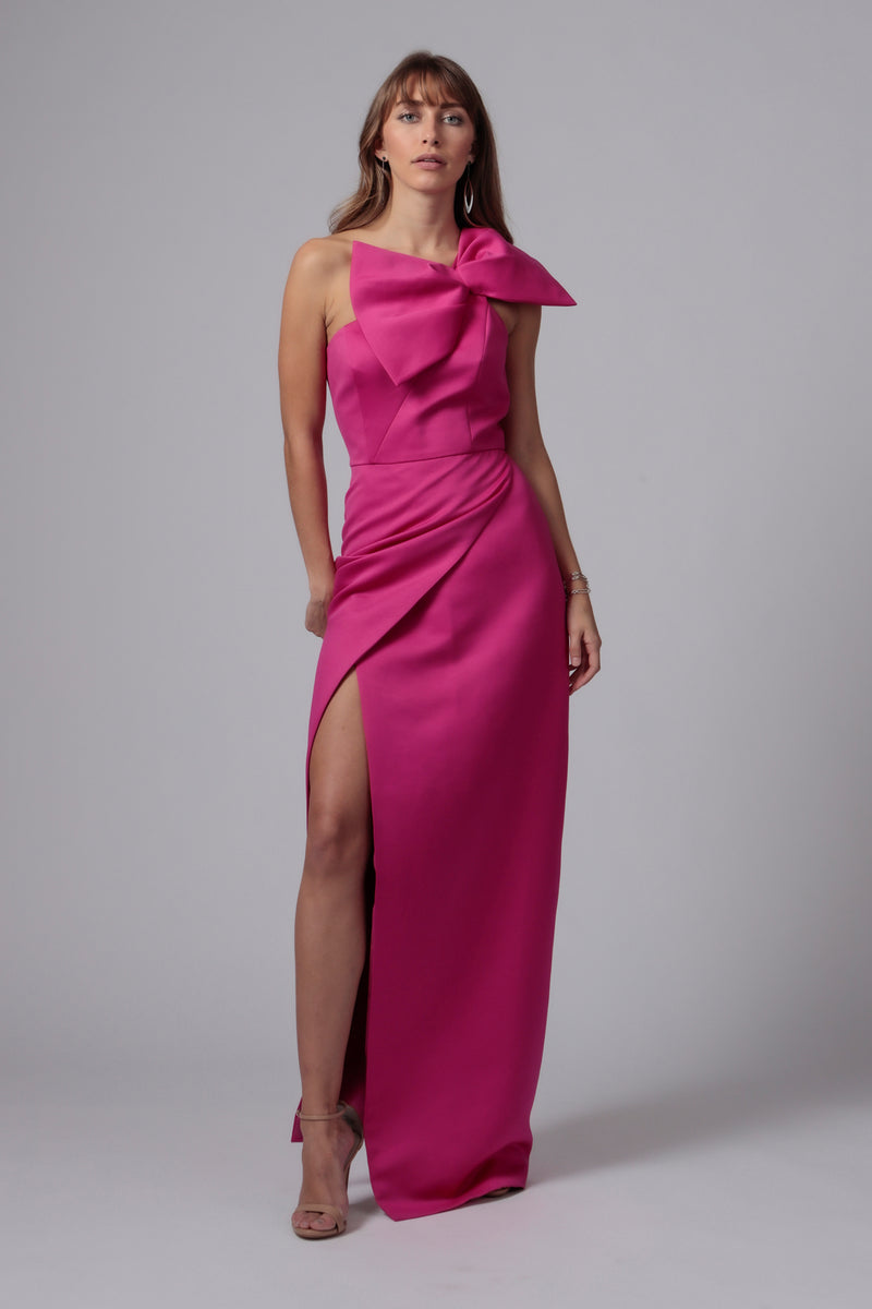 bow one shoulder gown